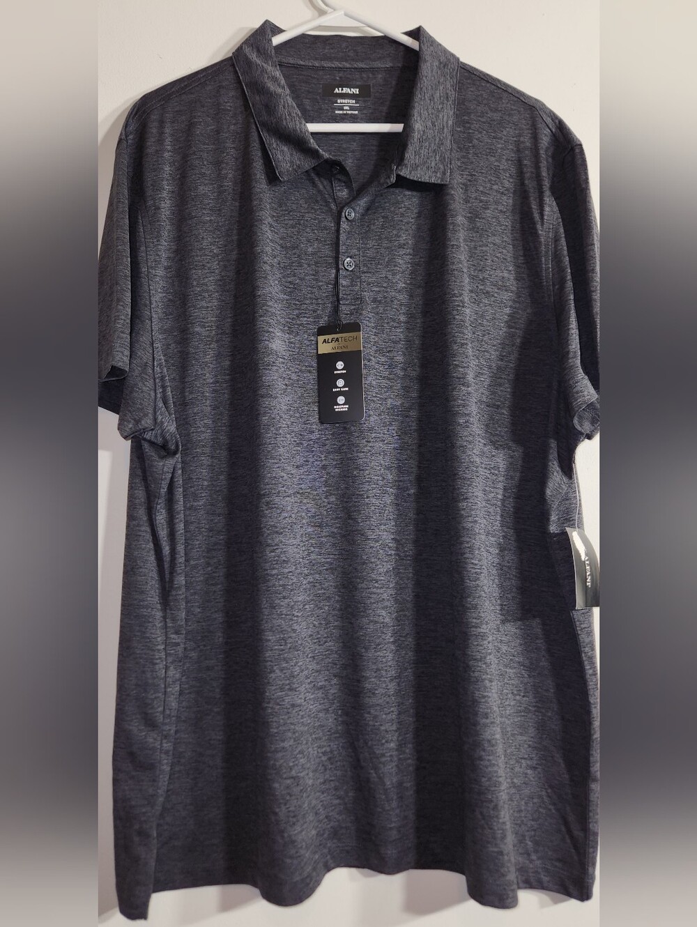Alfani Men’s Heather Charcoal Polo NWT. 3XL
